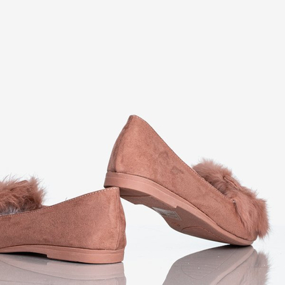 Balerini roz pentru femei cu blană și urechi Darya - Încălțăminte
