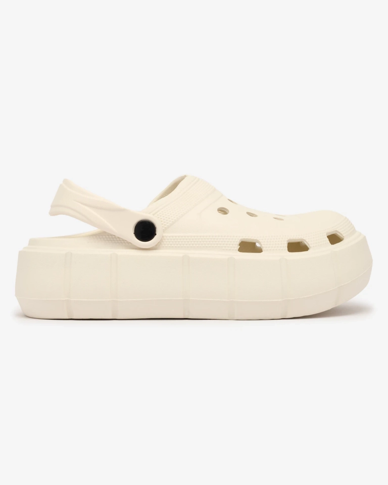 Royalfashion Șlapi de damă crem cu ornament ajurat Mightty