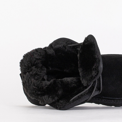 Botine Dziecięce Luna Czarne Zamszowe Wygodne na Zimę