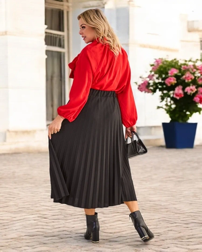 Fusta midi plisată pentru femei Royalfashion MĂRIME MARE