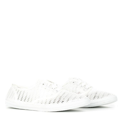 Adidași albi cu finisaj ajurat Carlana - Încălțăminte