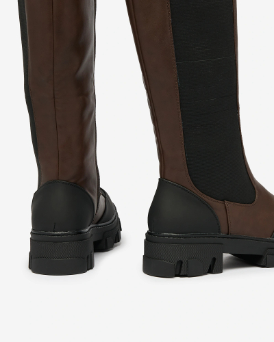 Royalfashion Cizme jumătatea gambei de damă maro închis Blyss