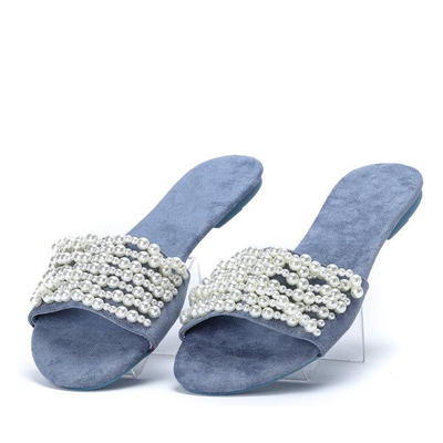 Niebieskie klapki z koralikami Amely - Obuwie