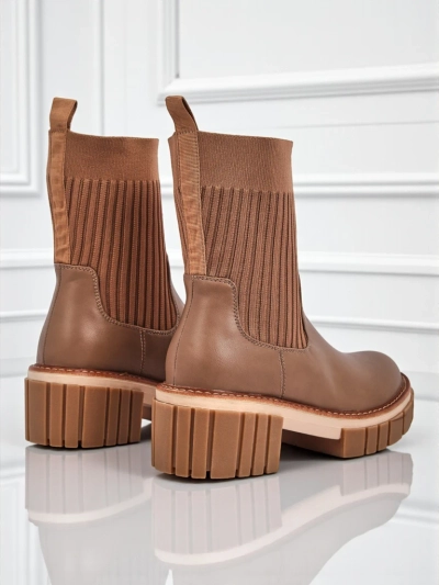 Botine de damă cu toc gros din piele ecologică Ivy Storm