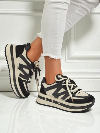 Sneakers platform Selene Nero fu eko-leder blaka gi uma
