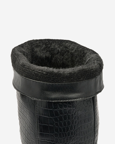 Royalfashion Cizme negre cu toc stiletto pentru femei, cu ștanțare elegantă Classy Elegant