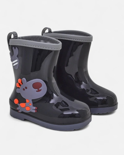 Cizme de ploaie pentru copii Royalfashion cu patch-uri Funny Time