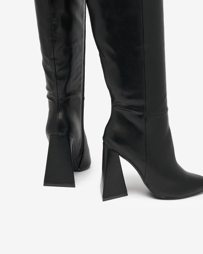 Royalfashion Cizme negre cu toc triplu pentru femei Lebrabi