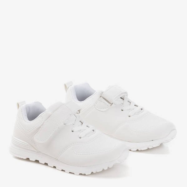 OUTLET Încălțăminte albă pentru copii din piele ecologică mată Craizy - Încălțăminte