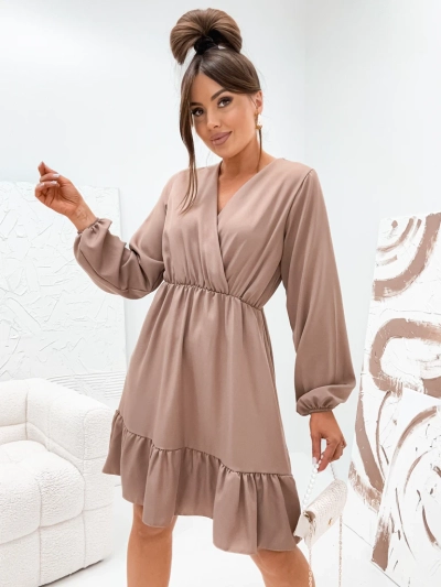 Royalfashion Rochie mini de damă cu volane și decolteu petrecut