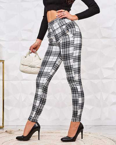 Royalfashion Pantaloni teggings pentru femei cu carouri încălzite