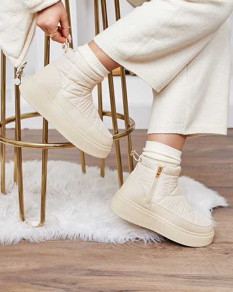 Royalfashion Cizme de zăpadă pentru femei cu șiret în culoarea crem Armeda