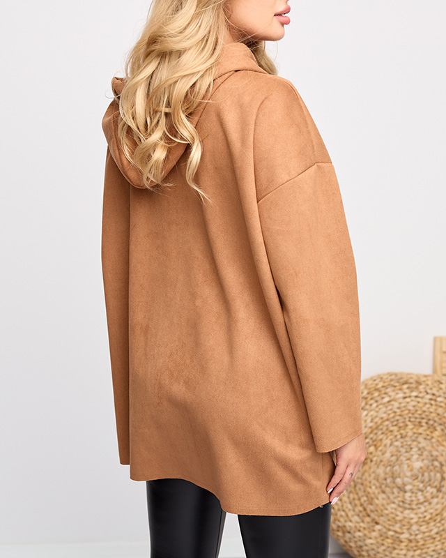 Jachetă de damă din piele ecologică maro - Îmbrăcăminte