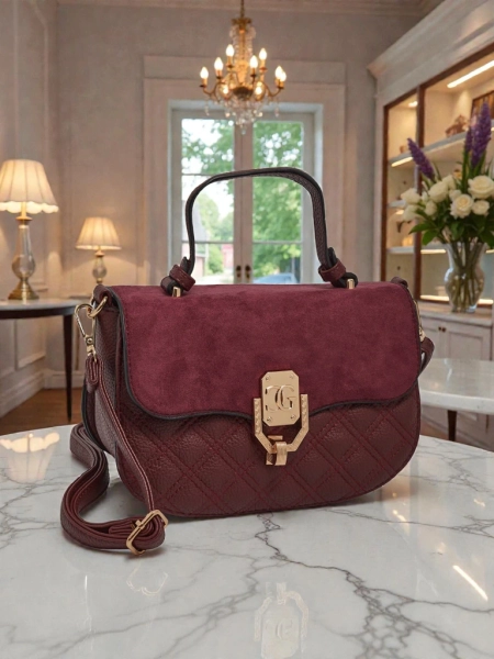 Torebka Damska Luna Bordowa Ekologiczna Elegancka na Co Dzień