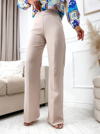 Pantaloni bej cu picior larg pentru femei - Îmbrăcăminte