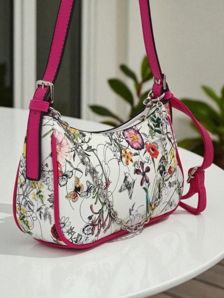 Royalfashion Geantă mică de damă din piele ecologică cu model floral Lily Bloom