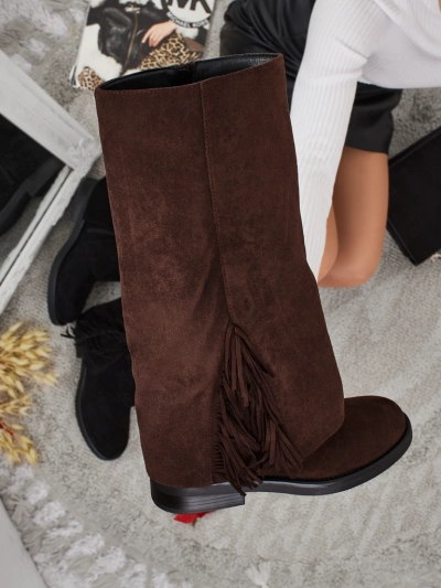 Cizme de damă din piele ecologică de tip piele întoarsă Ismara