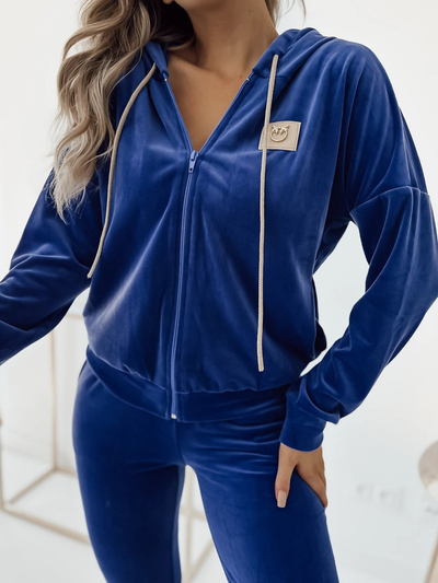 Royalfashion Cobalt Set de bluză de catifea pentru femei