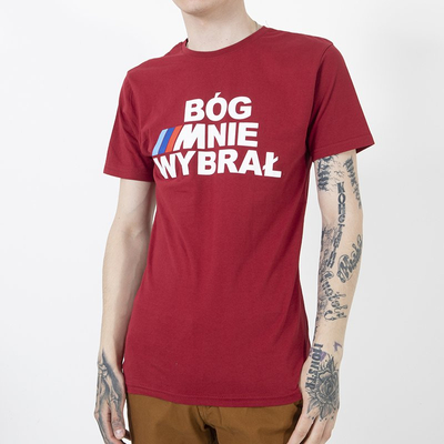 Tricou bărbătesc din bumbac roșu cu imprimeu - Îmbrăcăminte