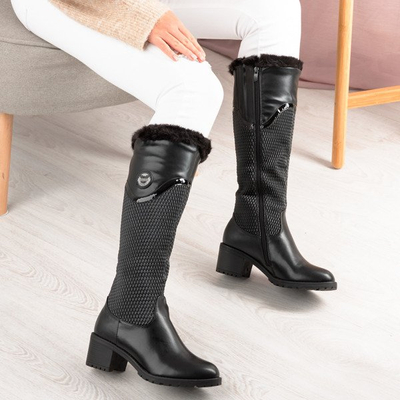 Cizme negre pe un post inferior Meri - Încălțăminte