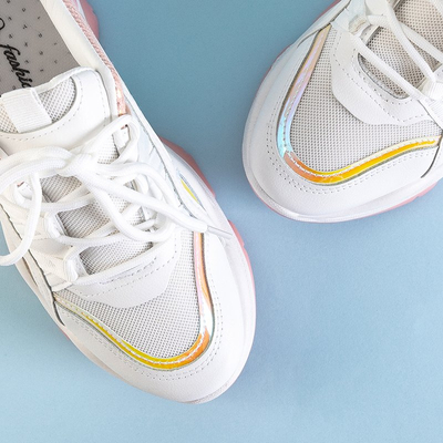 Încălțăminte sport pentru femei Grumlat, albă și roz - Încălțăminte