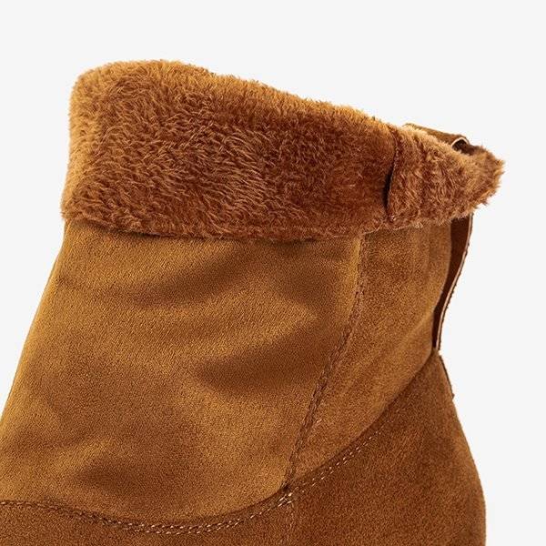 OUTLET Cizme cu toc plat maro Himalia - Încălțăminte