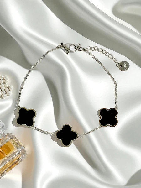 Brățară Callisto Nero din Oțel Inoxidabil cu Motiv Floral