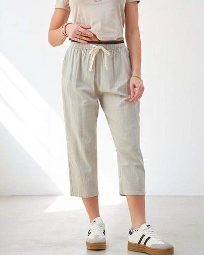 Pantaloni largi din bumbac pentru femei Royalfashion, cu funda