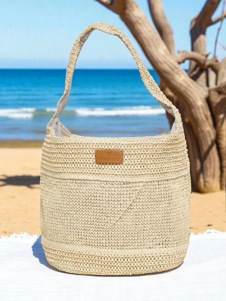 Royalfashion Geanta de paie mare pentru femei Marella Natura