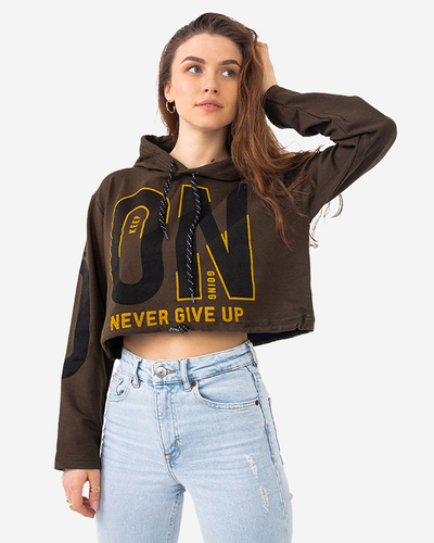 Top verde pentru femei cu glugă verde închis - Îmbrăcăminte