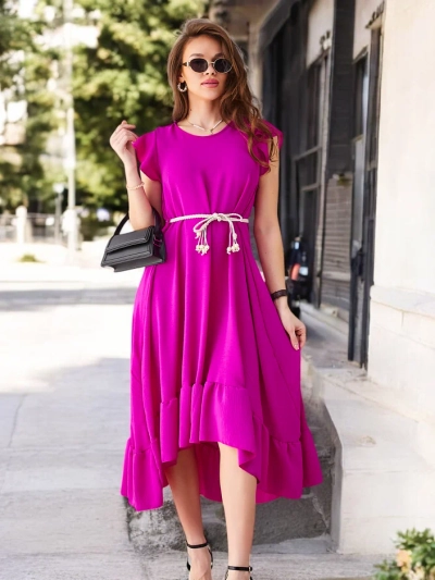 Rochie midi Royalfashion pentru femei cu volane și mâneci scurte