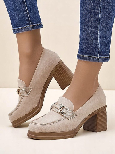 Royalfashion Mocasini cu toc gros pentru femei Apareus