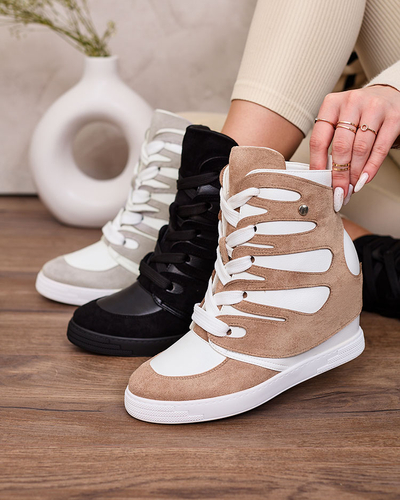 Royalfashion Cizme sport pe tocuri pentru femei Pamstinsa maro deschis