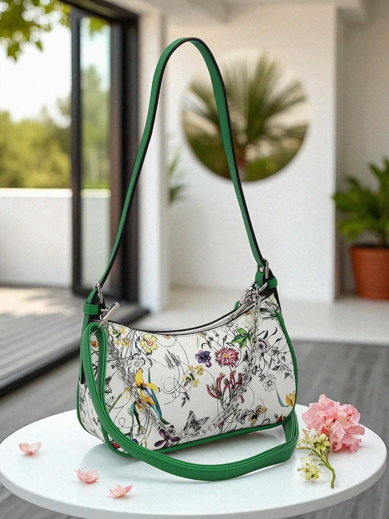 Royalfashion Geantă de damă mică din piele ecologică cu model floral Lily Bloom