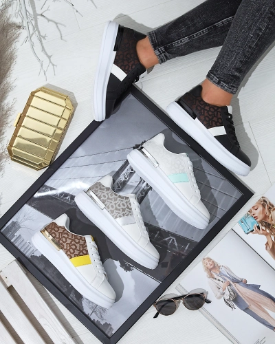 Royalfashion Pantofi sport pentru femei albi și maro Mlysio