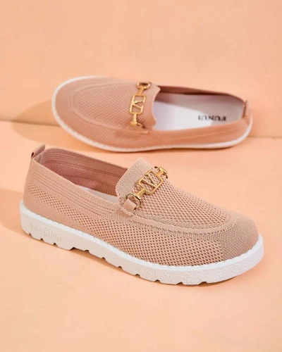 Royalfashion Mocasini de damă din material textil cu ornament auriu Erticae