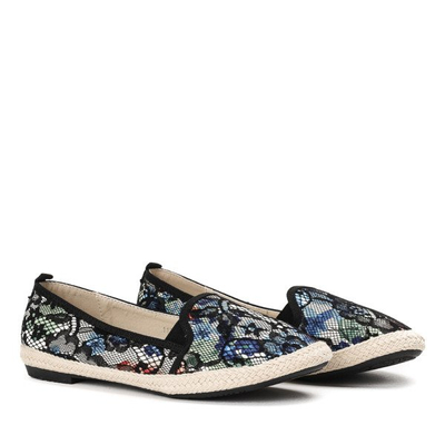 Czarne espadryle we wzorze kwiatowym Asta - Obuwie
