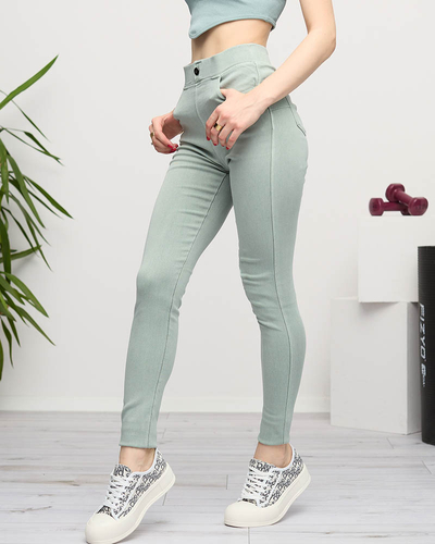 Treggings verzi pentru femei- Îmbrăcăminte