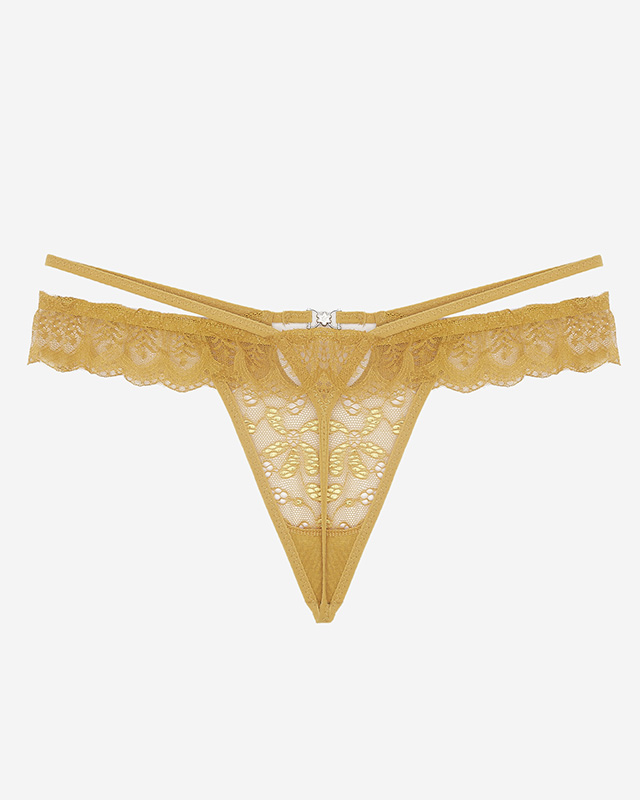 Tanga de dama din dantela mustar - Lenjerie intima