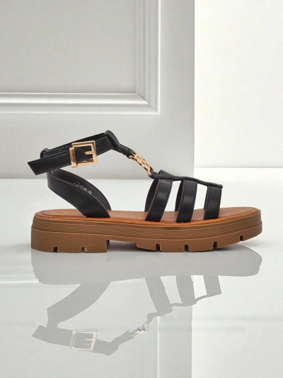 Royalfashion Sandale de damă tip romane Golden Livia