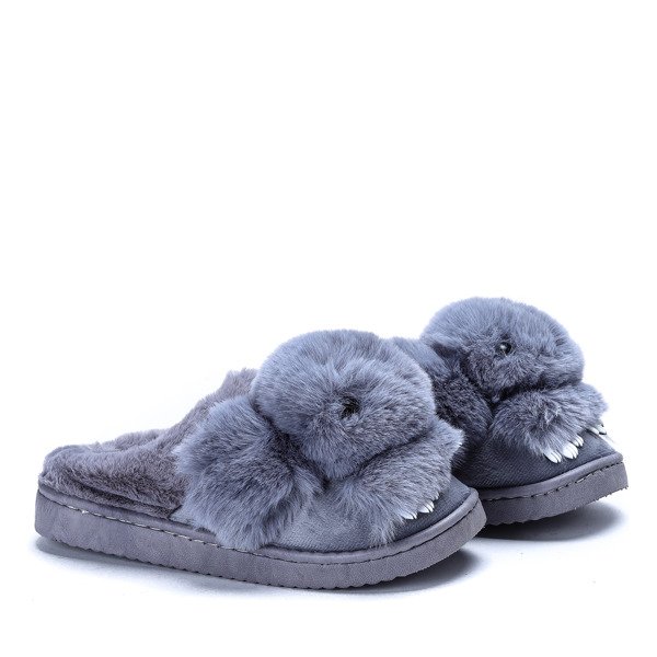 Szare kapcie Minny - Obuwie