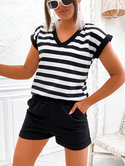 Royalfashion Set pentru femei din bumbac cu dungi