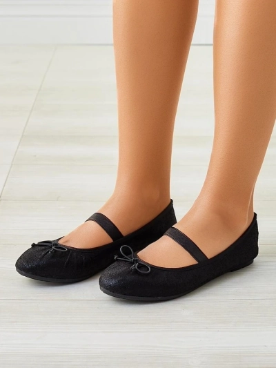 Royalfashion Balerini strălucitoare pentru femei cu fundiță și elastic Safte