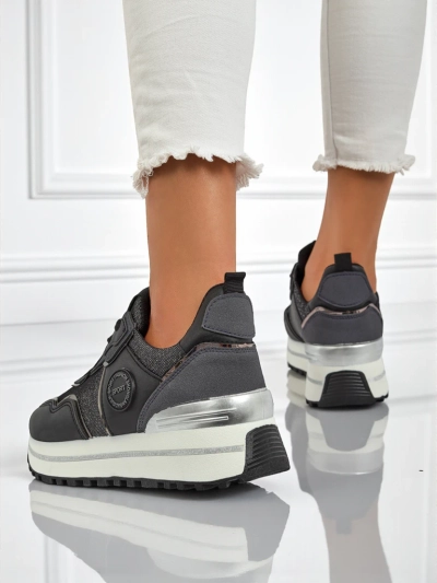 Callista Nero women's platform sneakers 4cm, ecological leather