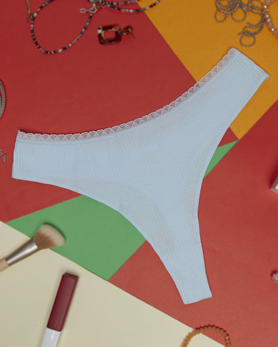 Tanga de dama cu nervuri albastre - Lenjerie intima