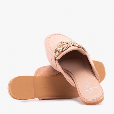 Papuci roz a'la mocasini Gabbu- Pantofi