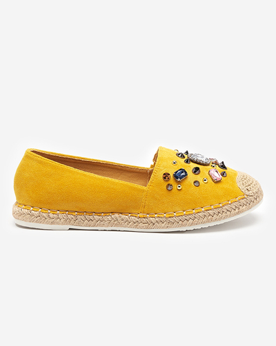 OUTLET Espadrile galbene din piele intoarsa pentru femei cu zirconiu cubic Mediros - Incaltaminte
