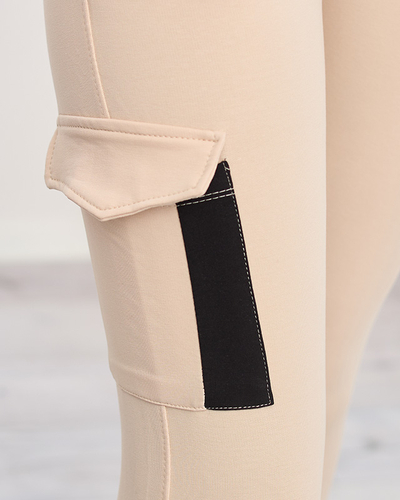 Pantaloni de trening dama bej din bumbac - Imbracaminte
