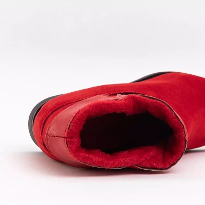 OUTLET Botine roșii a'la cowboy wedge Nastu - Pantofi