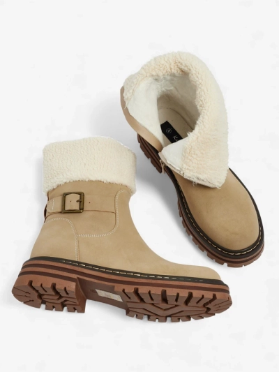 Botine de damă din piele ecologică cu blană Merli